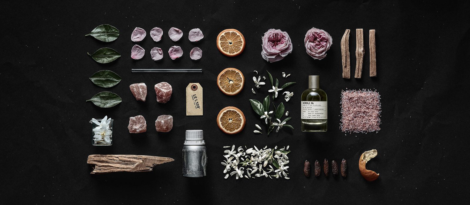 Le Labo Neroli 36 eau de parfum bottle with neroli blossom and mandarin